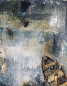 Acrylic and gauze on canvas. 23 x 18 inches.
